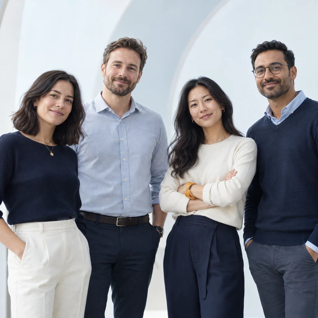 Illustrative portrait of four engineering professionals